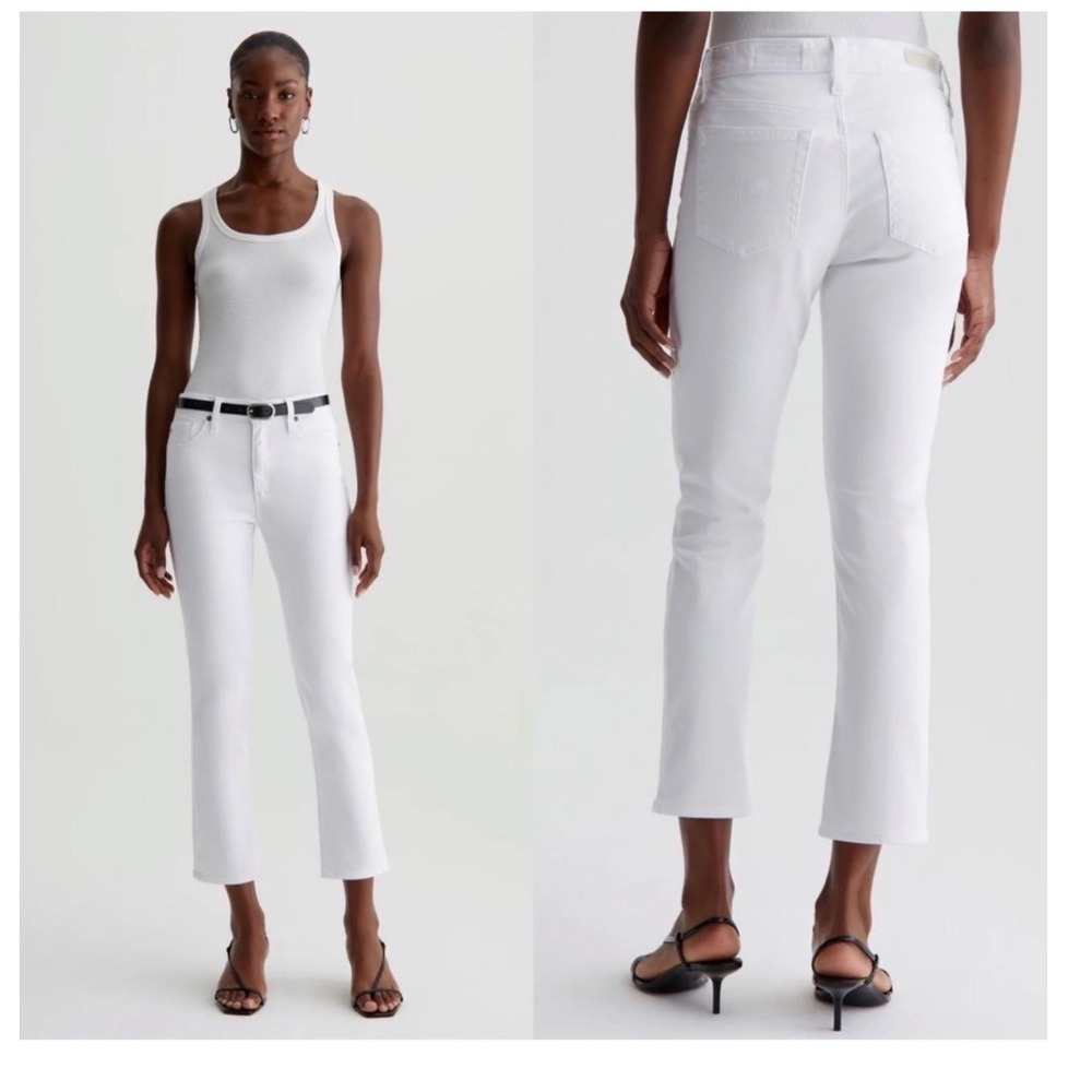 AG JEANS Mari Crop Jean Mid-Rise Slim Straight In Gallery White Size 30 NWT‎